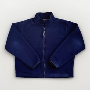 Vintage LL Bean Fleece Womens Large Full Zip Outdoors Hiking 90s Boxy Fit Navy